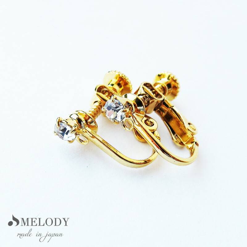 イヤリング ゴールド メッキ  ラインストーン  パーツ 2個1ペア ハンドメイド 金 金具 製作 ゴールド シルバー 春 ee