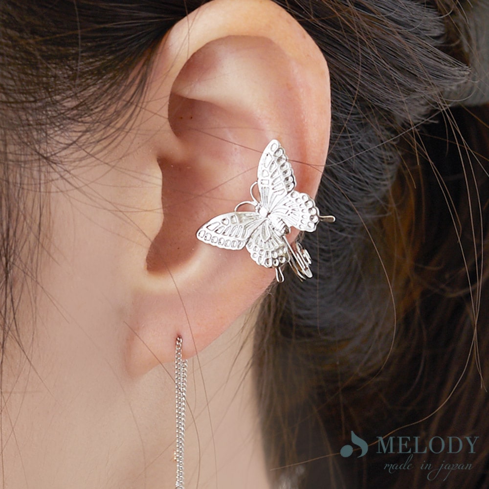 【tsubutamipu】ハンドメイド　カメリア　バタフライイヤリング 日本製 こなれ感が大人可愛い、バタフライイヤークリップ | イヤーカフ