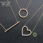 日本製   ロングネックレス リング ハート バー  レディース 30代 50代 40代 K18GP|ネックレス