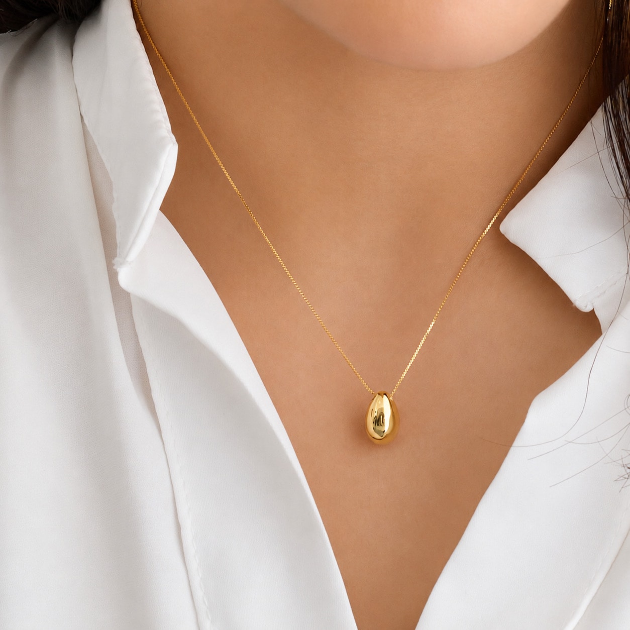 Glossy Metal Necklace｜日本製 ぷっくりメタル ビーンズ／ドロップ
