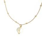 日本製 ステーションチェーンのぺたんこパールネックレス|ショートネックレス|ネックレス