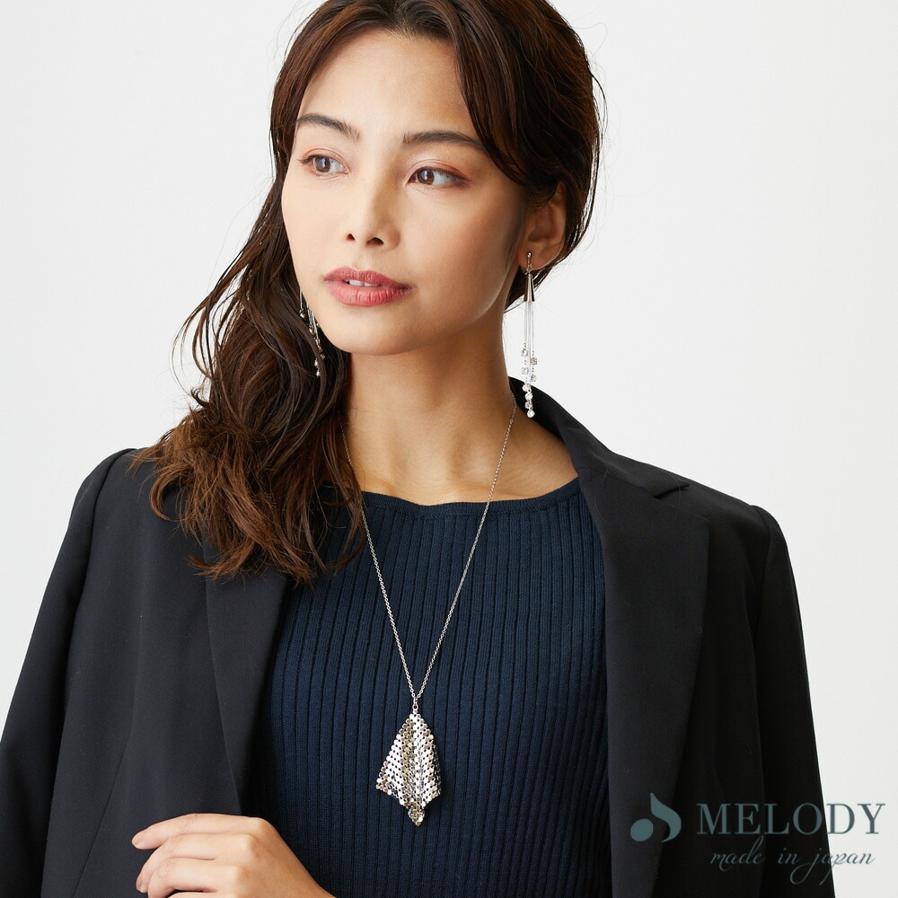 ミニチュア メッシュバッグ ロングネックレス メタルメッシュ