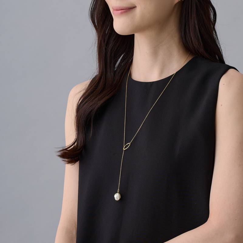 パールラリエットロングネックレス 日本製 バロックパール ラリエット ロングネックレス