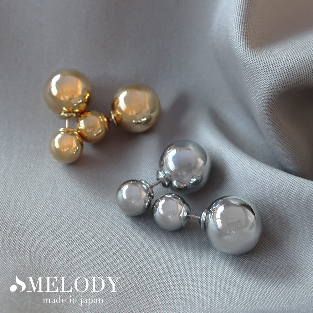 送料無料 キャッチおまけ付 ダブルメタルボールバックキャッチピアス