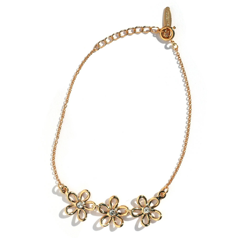 【美品】ゴールド 花モチーフ ブレスレット ブレスレット K18 フラワー 花 モチーフ バー ストーン シンプル