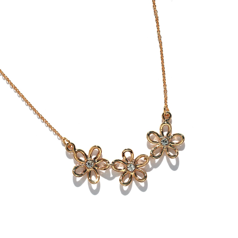 送料無料 日本製 透かしフラワーのモチーフチェーンネックレス