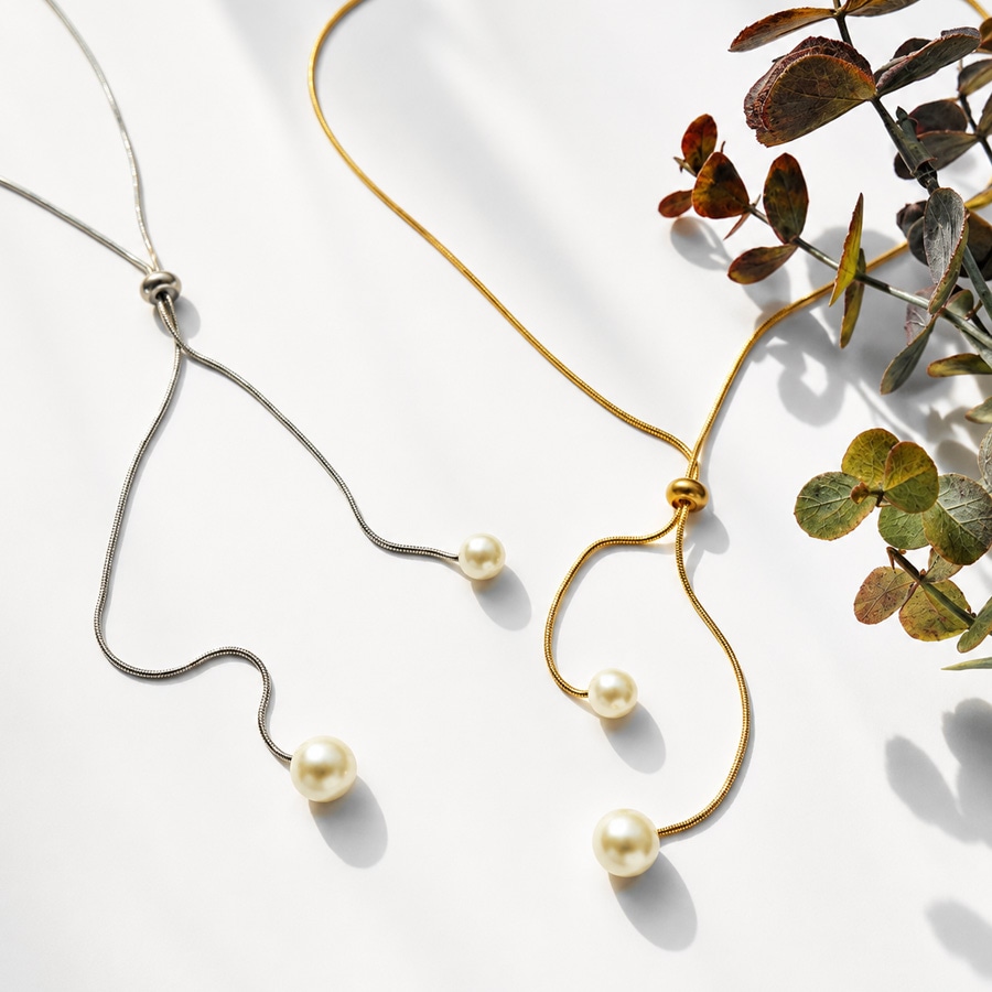 Pearl Y Lariat Necklace｜スライド調整できるY字パールラリエット