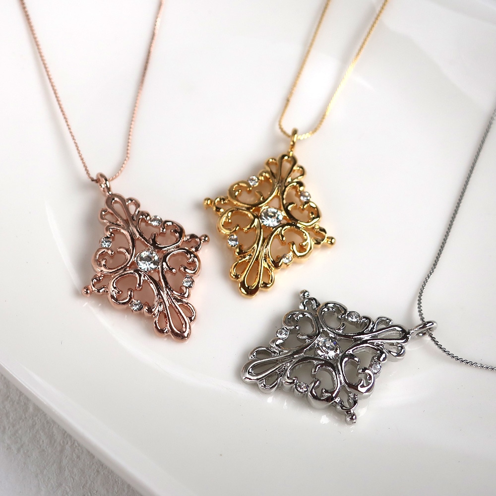 アンティーク　天然素材ネックレス　ロングネックレス　四 日本製 Arabesque Rhombus long necklace | ネックレス,ロング