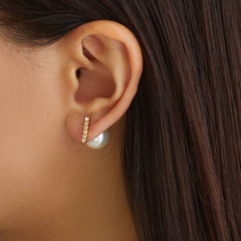 送料無料 日本製 ラインストーンバーバックキャッチパールリバーシブル