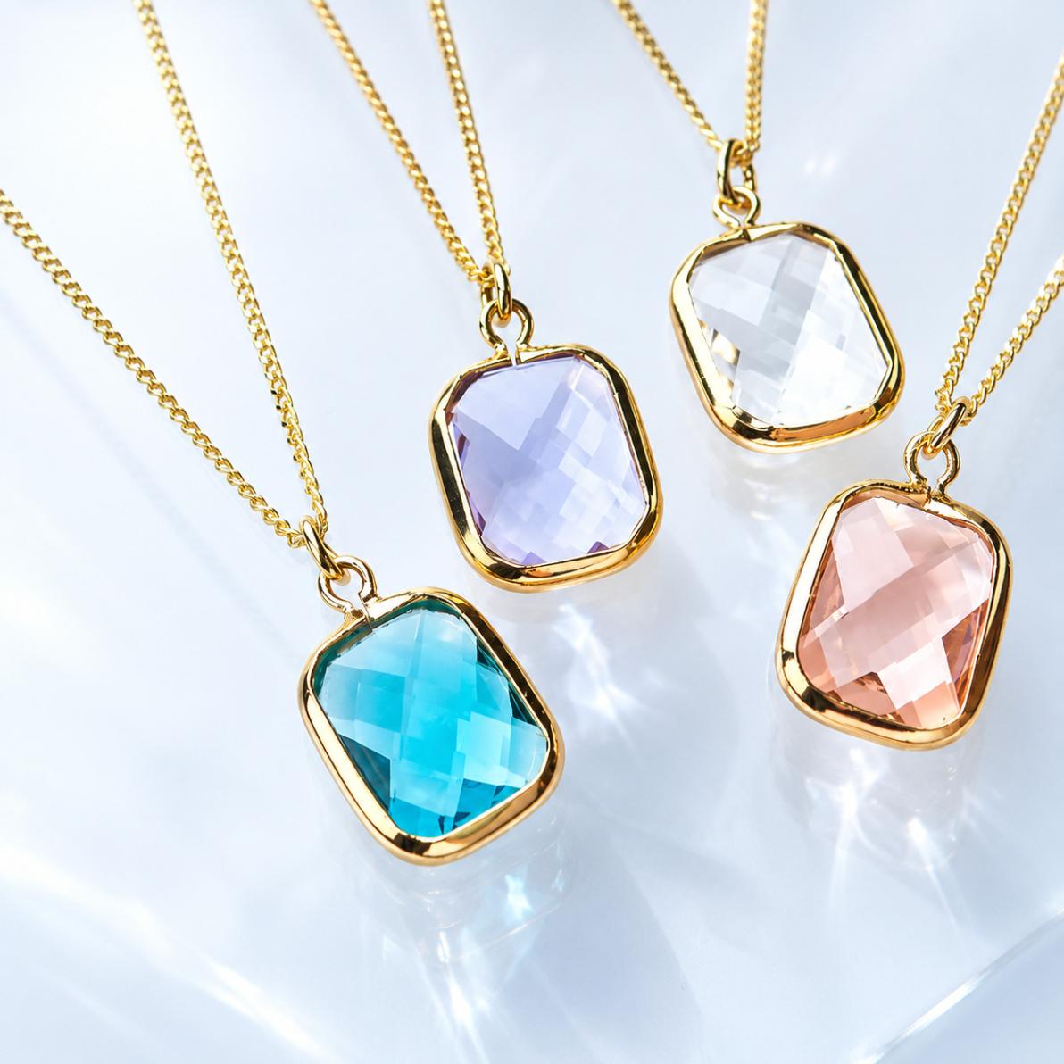 Clear Bijou Necklace｜日本製 クリアカラー スクエアビジュー