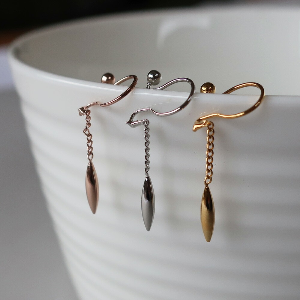 チェーン フックピアス イヤリング ノンホールピアス 日本製 K18GP