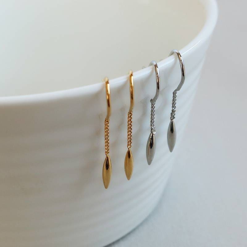 チェーン フックピアス イヤリング ノンホールピアス 日本製 K18GP