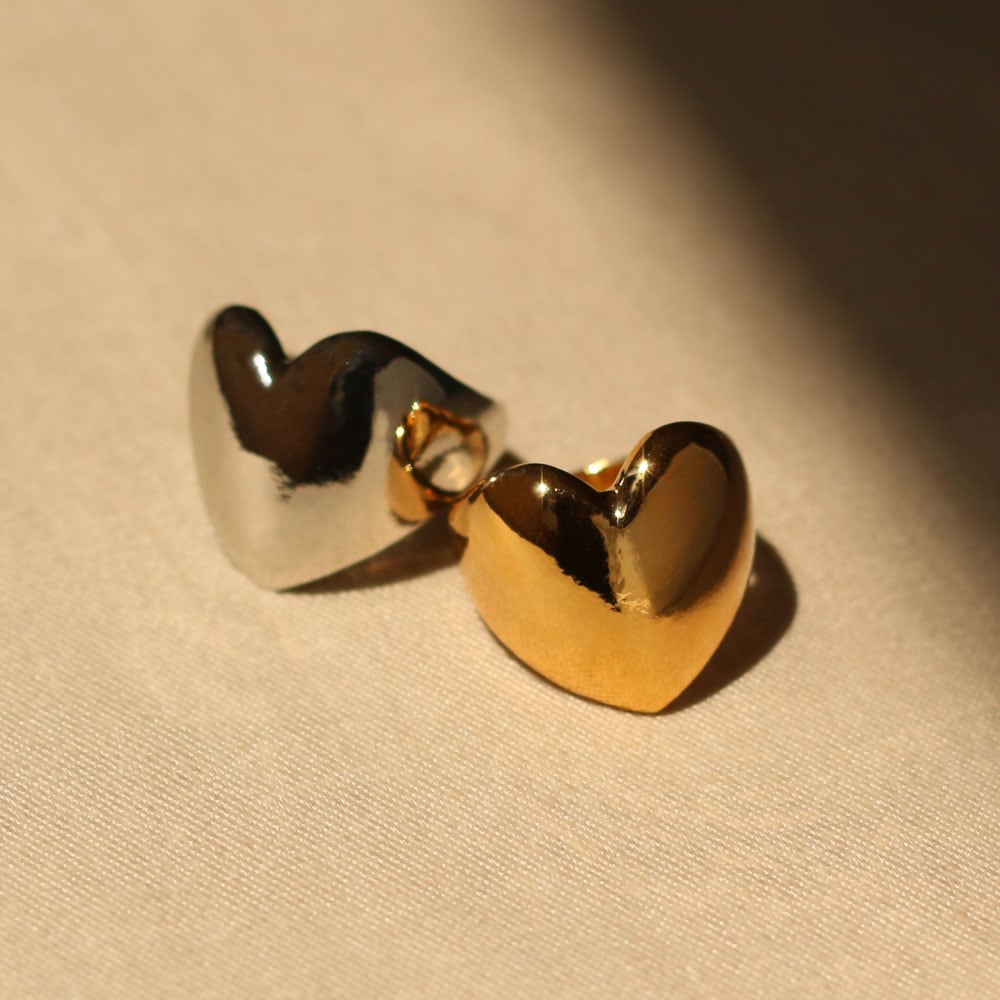 2サイズから選べるメタリックプランプハートのリング 11号 12号