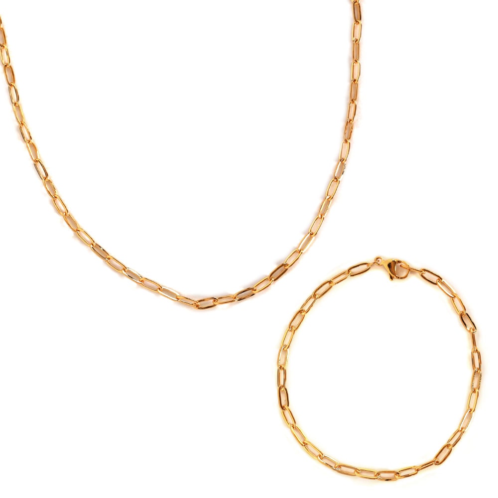 ケーブルチェーンセットのステンレス ネックレス＆ブレスレット