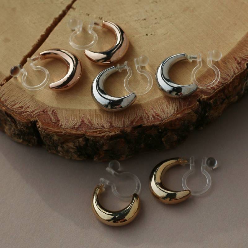 日本製 送料無料 ぷっくり メタル イヤリング 樹脂ノンホールピアス