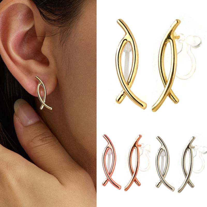 日本製 インフィニティ イヤリング 樹脂ノンホールピアス | イヤリング