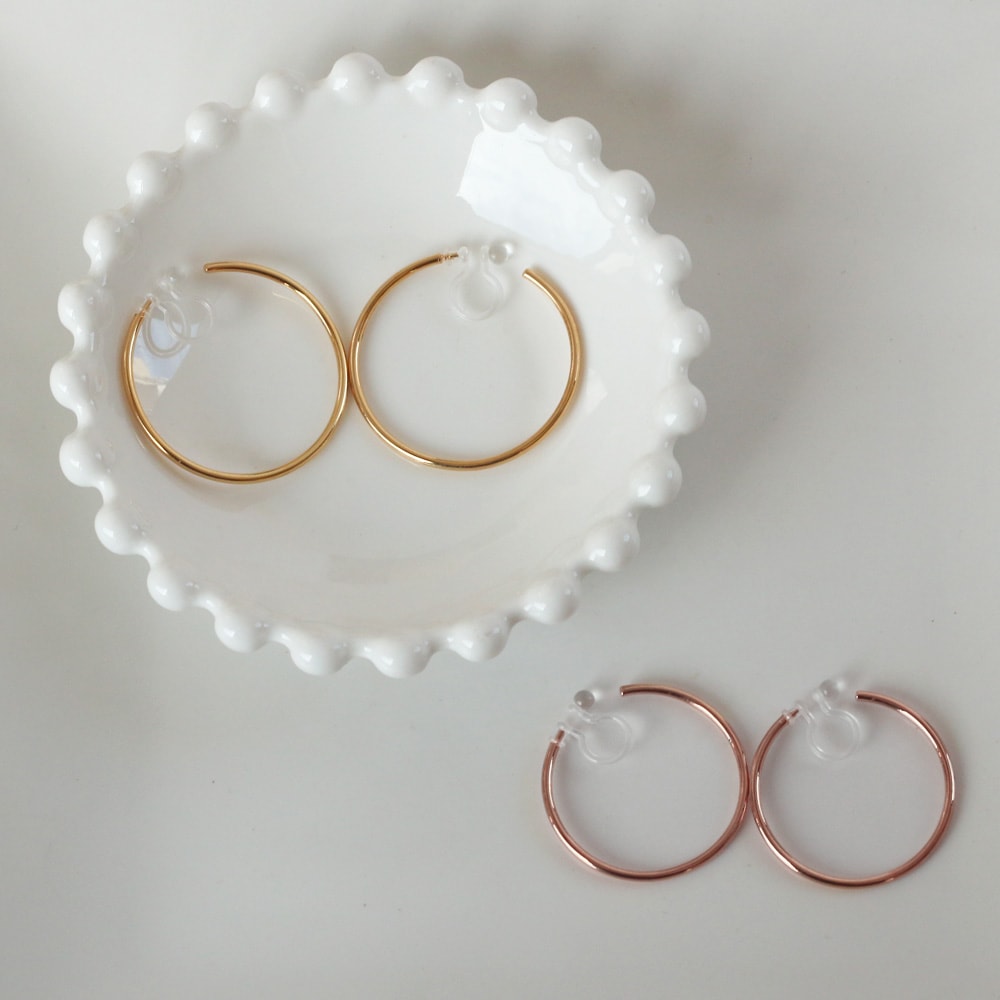 日本製 K18GP 樹脂 フープイヤリング 2.5cm 3cm | イヤリング,フープ