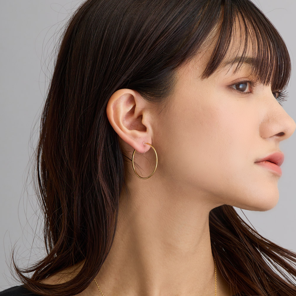 日本製 K18GP 樹脂 フープイヤリング 2.5cm 3cm | イヤリング,フープ