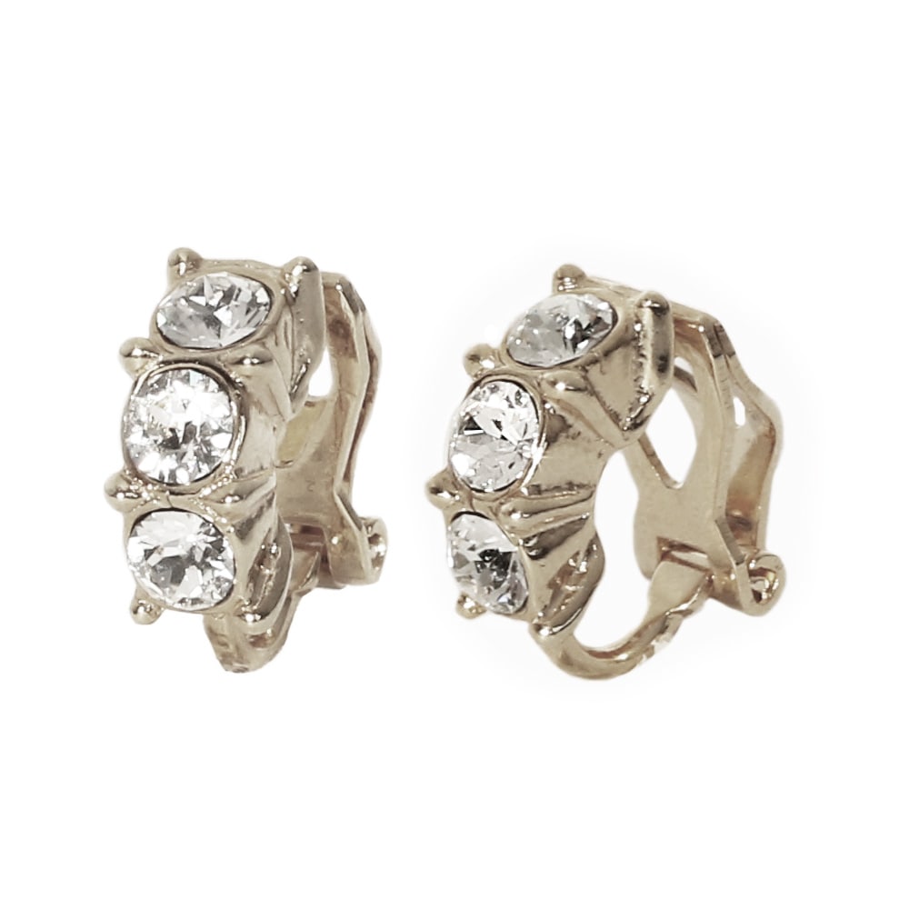 日本製 ビジュー イヤリング ゴールド K18GP バネ式 クリップ