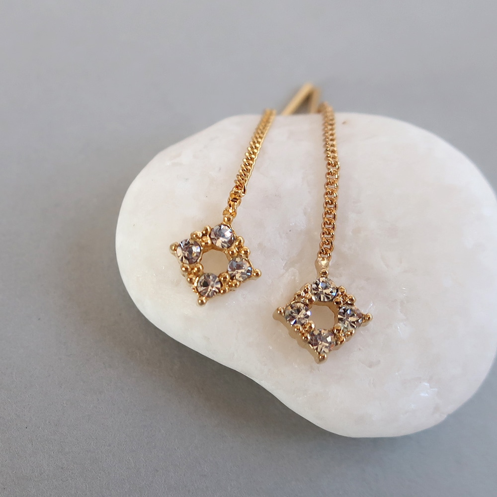 日本製 3モチーフ アメリカンピアス K18GP チェーンピアス レディース