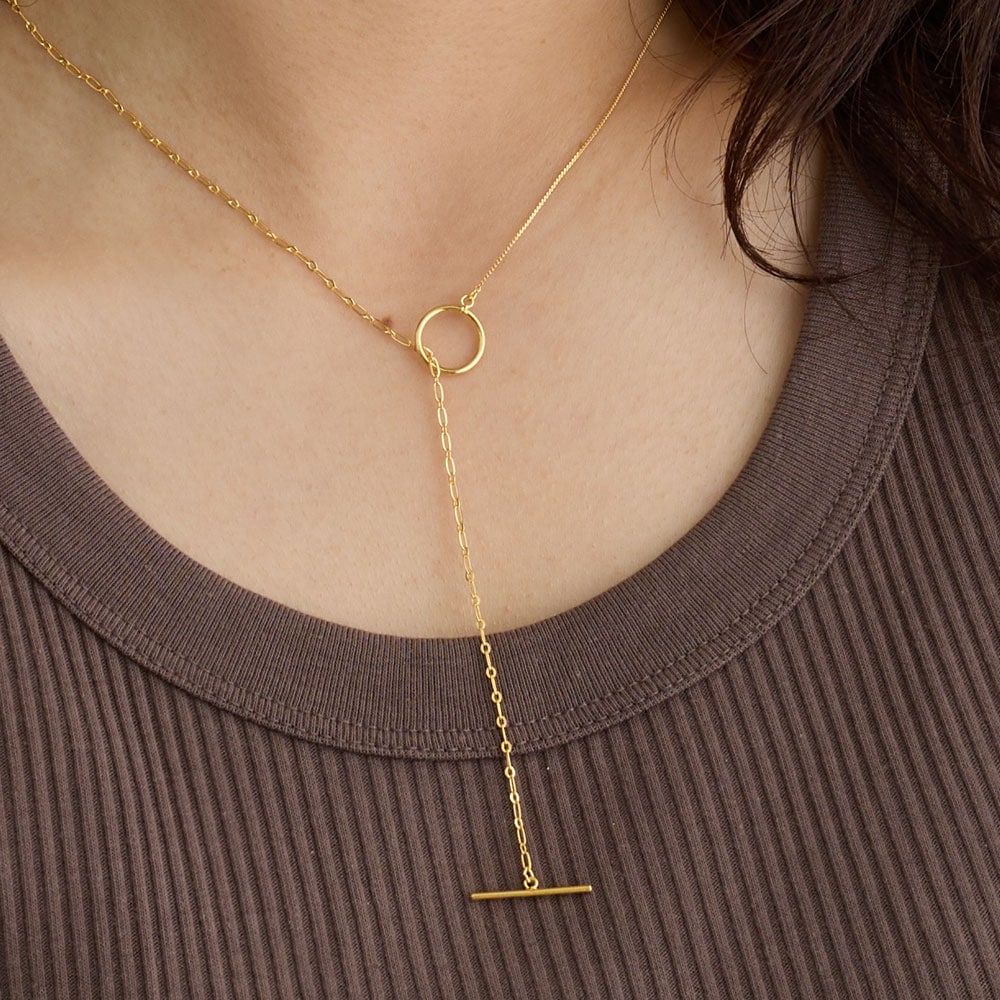 2WAY 日本製 異なるチェーン ラリエット Y字ネックレス | ネックレス