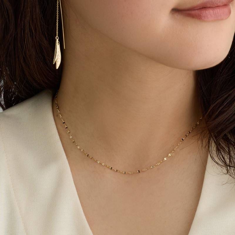 日本製 K18GP エクレアチェーンスキンジュエリーネックレス