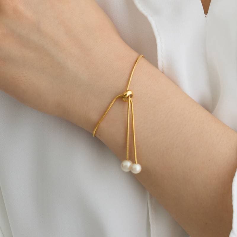 日本製 Free size cherry pearl snake chain bracelet | ブレスレット
