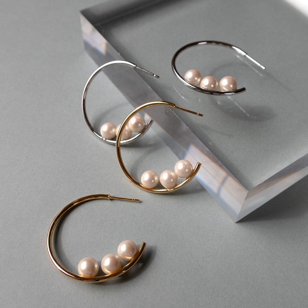 限定SALE K18 パールフープピアス K18 淡水パール フープピアス - me.（エムイードット）