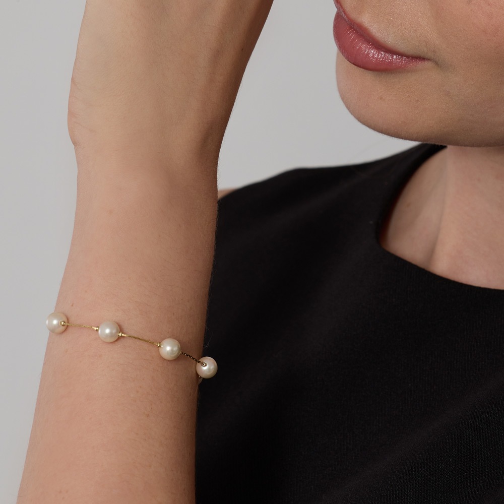 日本製 パール ダイヤカットチェーン ブレスレット | ブレスレット