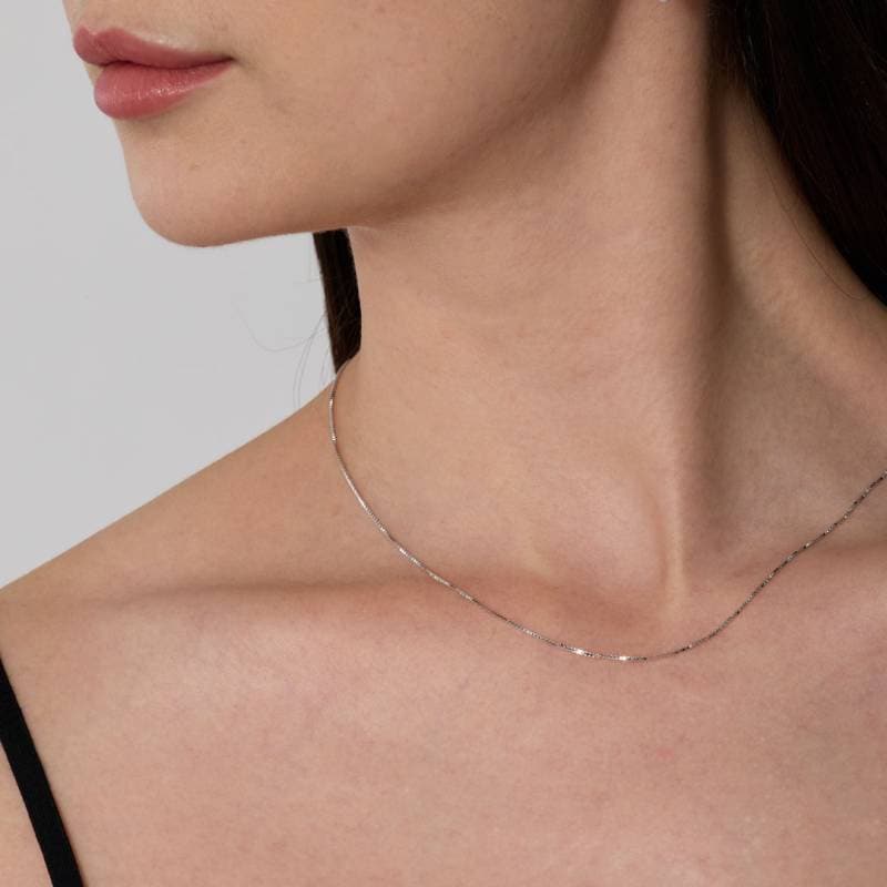 シルバー925 ベネチアンチェーンネックレス シルバー925 ベネチアンチェーン ネックレス 55cm 細身 ボックス