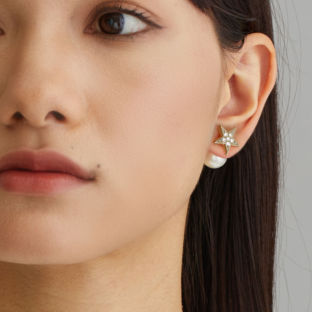 日本製 パールバックキャッチパヴェストーンスター3wayピアス | ピアス