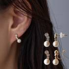 日本製 3粒 パール イヤリング ピアス ノンホールピアス 