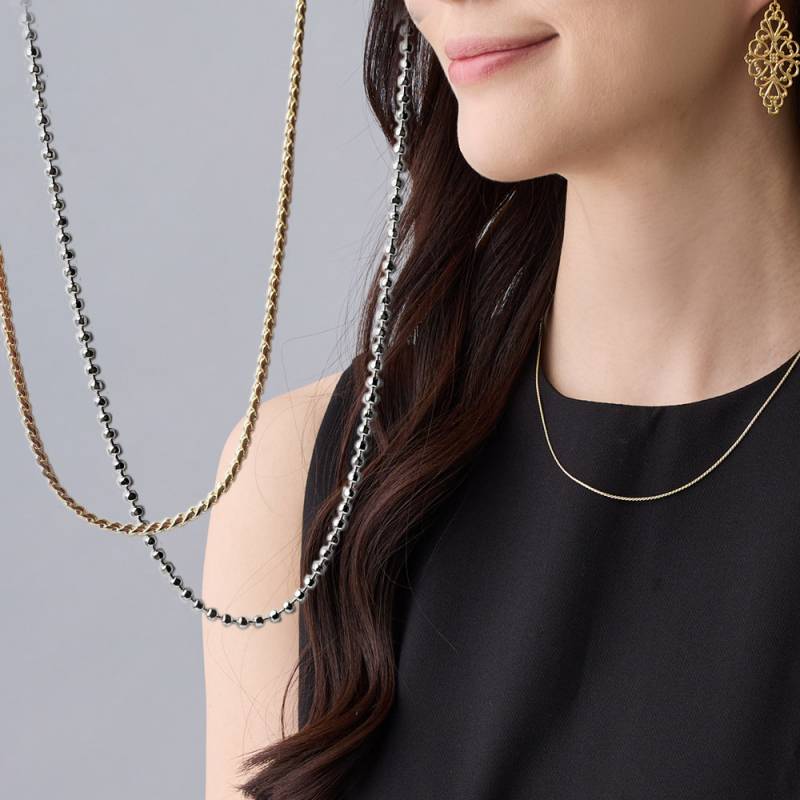 日本製 45cm 38cm ネックレスチェーン スエッジチェーン ボール