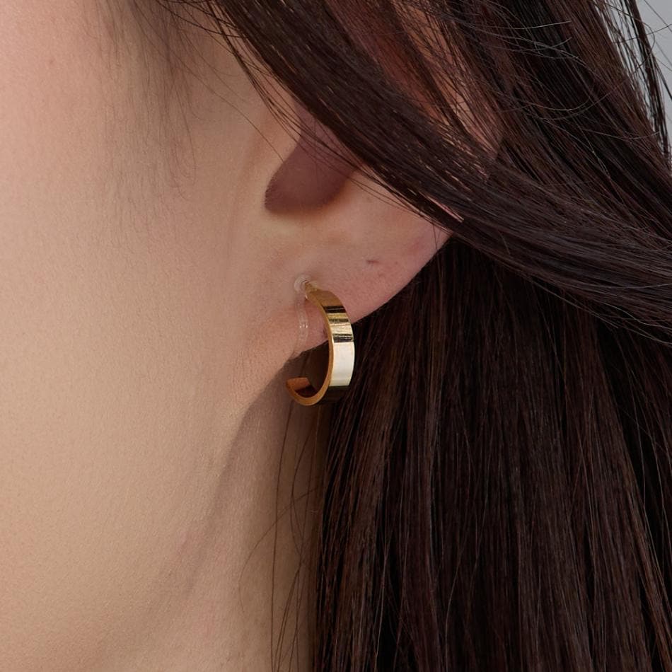 日本製 イヤリング 樹脂 ノンホールピアス 地金 フープイヤリング