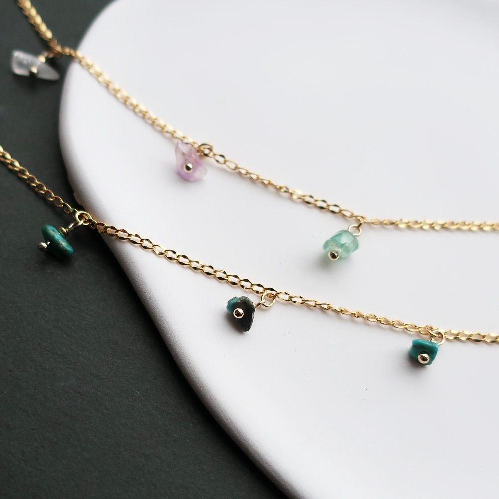 ネックレス マルチストーン 日本製 天然石 誕生石ミックス ターコイズ