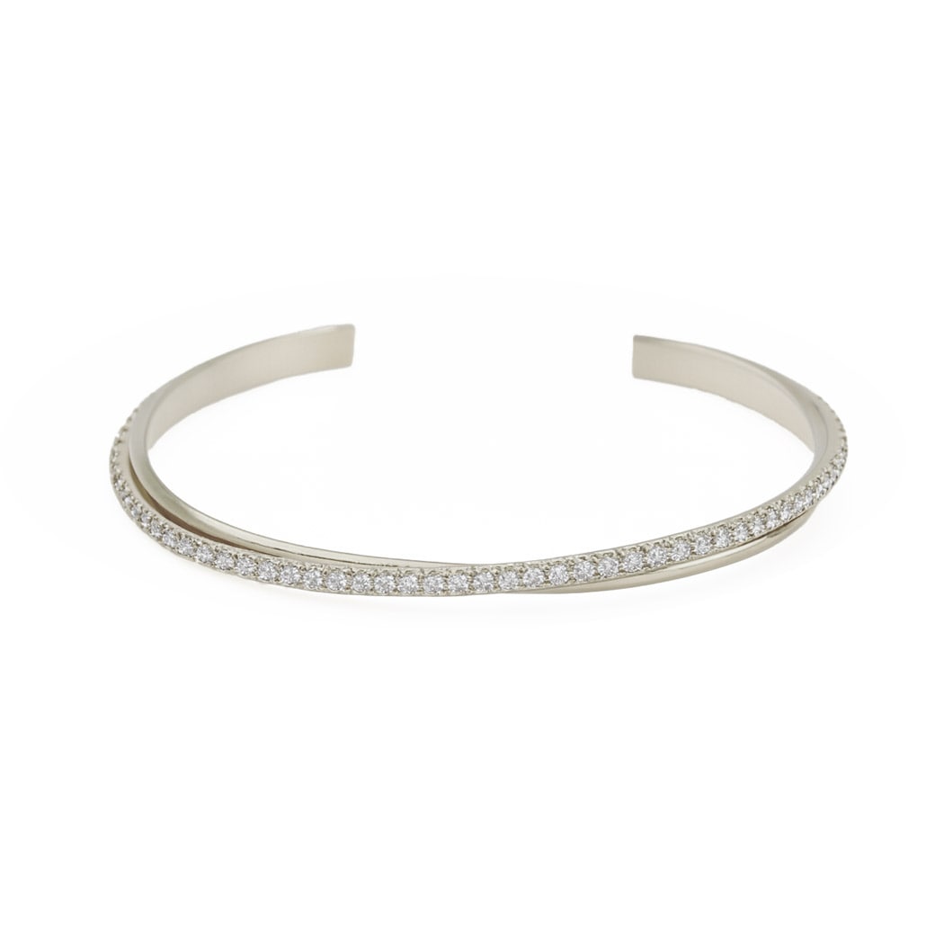 日本製 純国産 金属アレ対応 ゴールド バングル ラインストーン K18GP