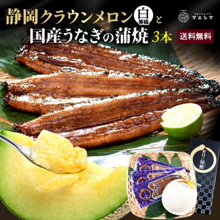 クラウンメロン並 (白等級)1玉×うなぎ蒲焼き3本