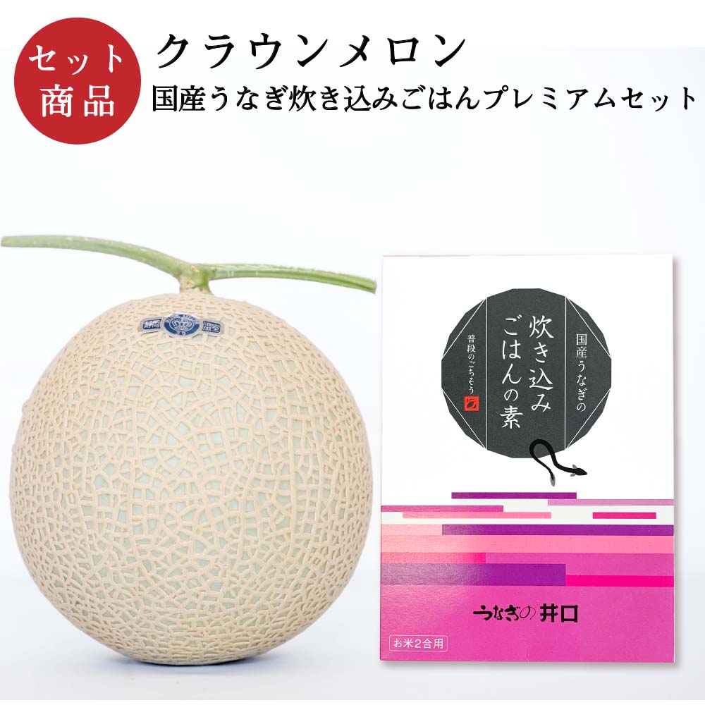 クラウンメロン×国産うなぎ炊き込みごはんプレミアムセット(クラウンメロン山等級1玉×国産うなぎ炊き込みごはんの素×1)
