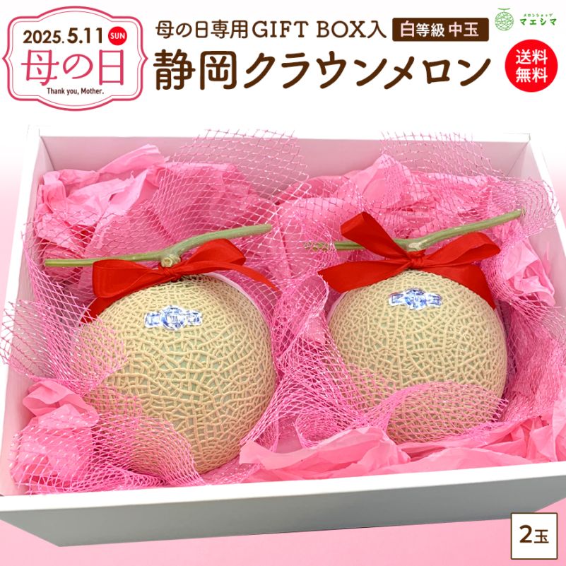 母の日ギフトボックス　クラウンメロン【並(白等級)】中玉２玉入り