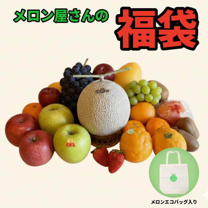 【福袋】メロン屋さんの福袋 「クラウンメロン」と季節のフルーツ等が計10点以上入ったフルーツ福袋【1月13日より順次発送・着日指定不可】