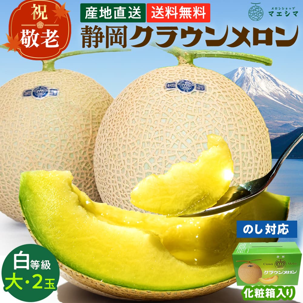 【送料無料】クラウンメロン【並(白等級)】大玉(1.4kg前後)2玉入り