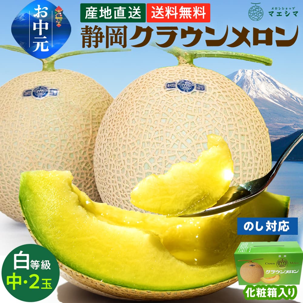 【送料無料】クラウンメロン【並(白等級)】中玉(1.3kg前後)2玉入り