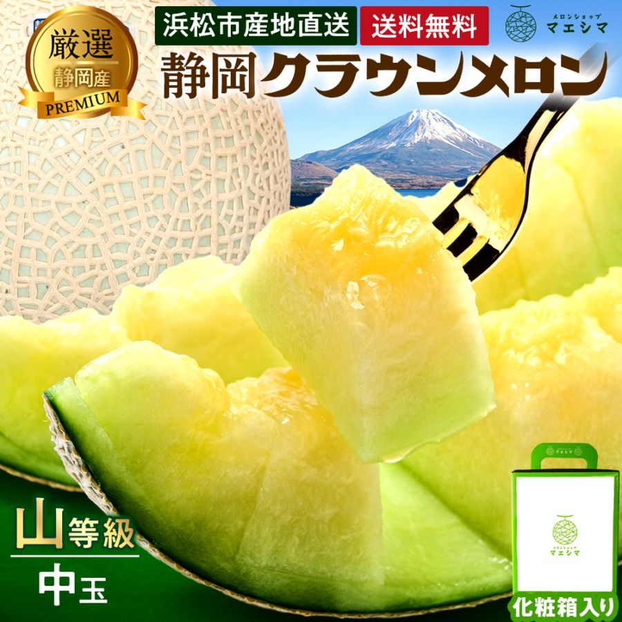 クラウンメロン【上(山等級)】中玉(1.3kg前後)1玉入り - 静岡クラウンメロン