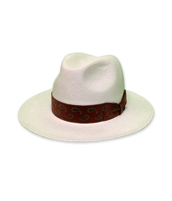 HAT-04-JOHNNY-WHITE-BRISA(G4)【PAISLEY RIBBON】