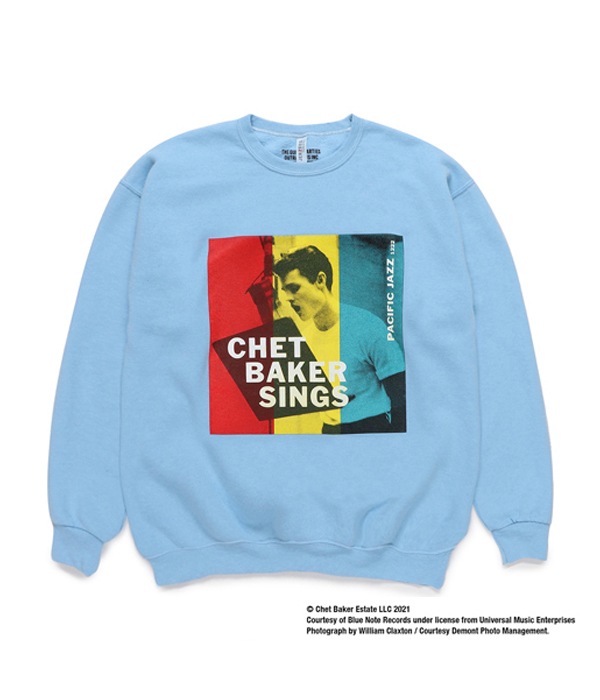 CHET BAKER / CREW NECK SWEAT SHIRT (TYPE-1)【BLUE】｜WACKO