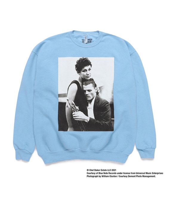 CHET BAKER / CREW NECK SWEAT SHIRT (TYPE-4)【BLUE】｜WACKO