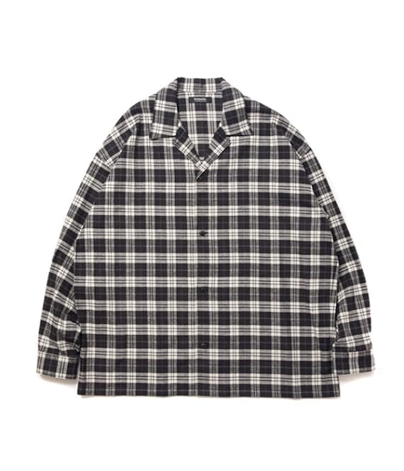 OPEN COLLAR CHECK SHIRT【WHITE】