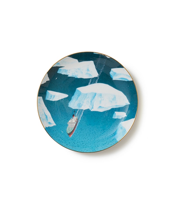 Ship & icebergs Plate【BLUE】