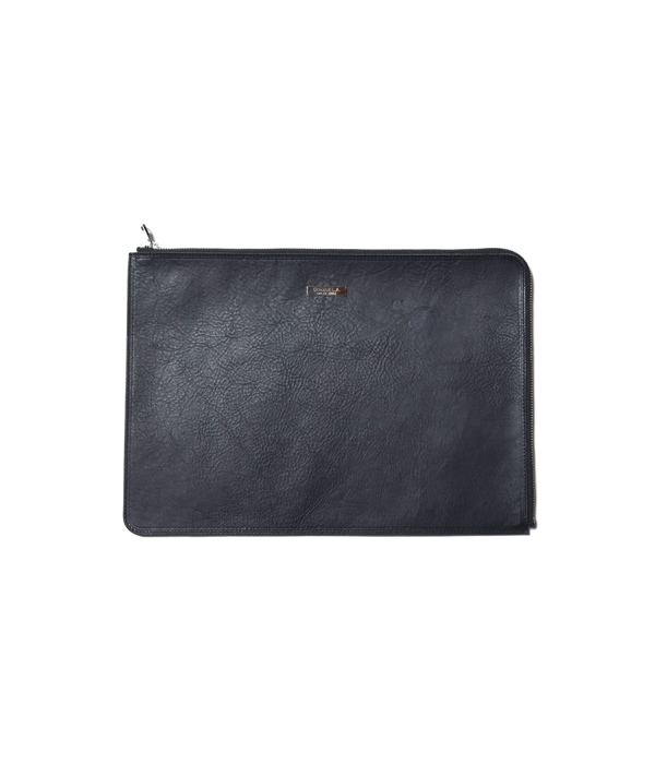 SILVER PLATE LEATHER CLUTCH BAG