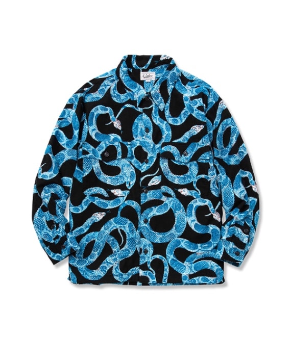 ALLOVER SNAKE PATTERN OVER SHIRT JACKET【BLACK】